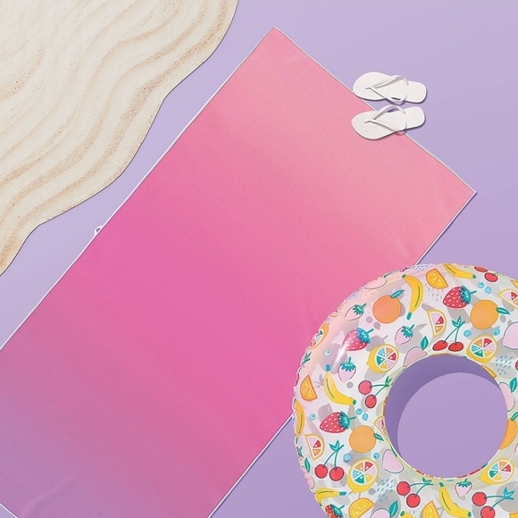 Purple Pink Ombre Sand Resistant Beach Towel - Picture 3 of 4